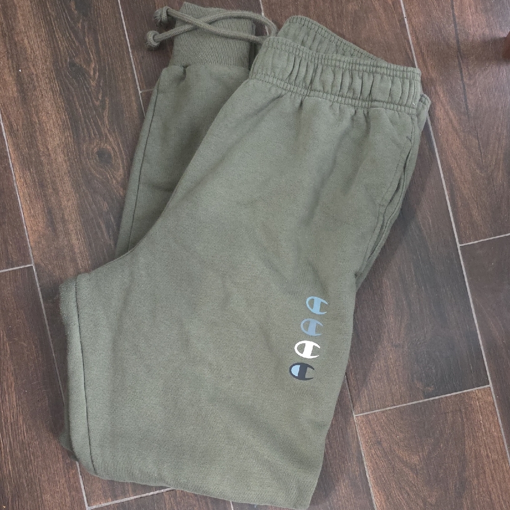 Champion Olive Green Fleece Joggers with Logo Accents